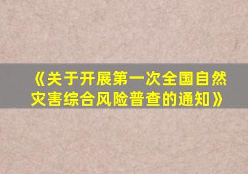 《关于开展第一次全国自然灾害综合风险普查的通知》