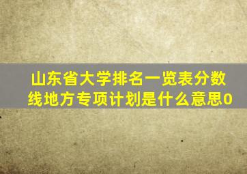 山东省大学排名一览表分数线地方专项计划是什么意思0