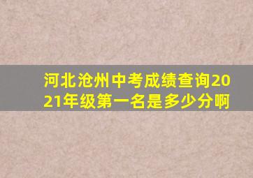 河北沧州中考成绩查询2021年级第一名是多少分啊
