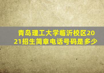 青岛理工大学临沂校区2021招生简章电话号码是多少