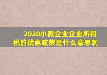 2020小微企业企业所得税的优惠政策是什么意思啊