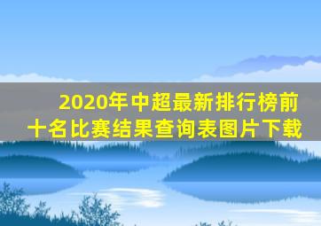 2020年中超最新排行榜前十名比赛结果查询表图片下载