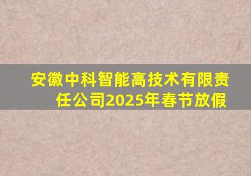 安徽中科智能高技术有限责任公司2025年春节放假