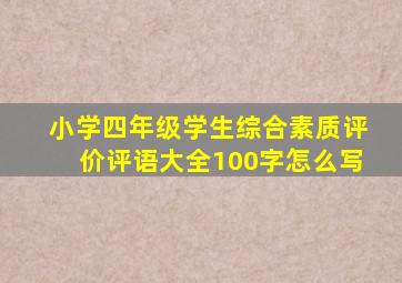 小学四年级学生综合素质评价评语大全100字怎么写
