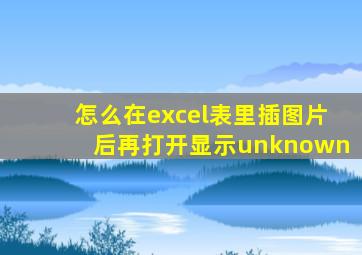 怎么在excel表里插图片后再打开显示unknown